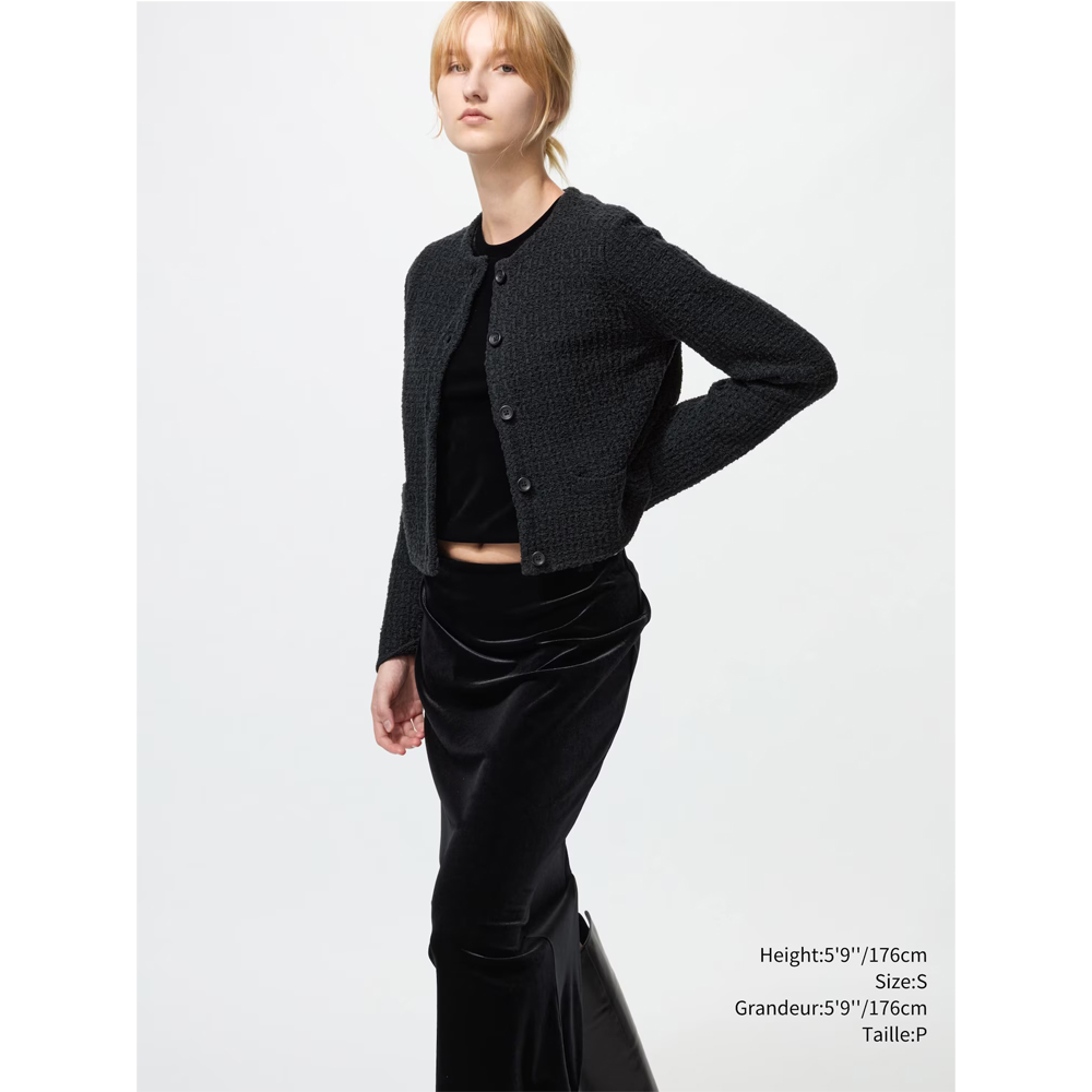 Вязаный короткий жакет Uniqlo (Черный) 