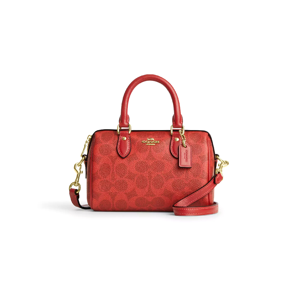 Сумка Coach бочонок (Gold/Crimson)