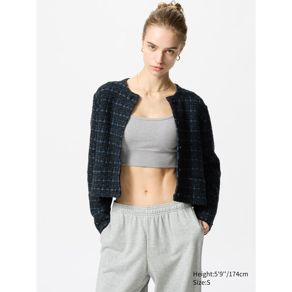 Вязаный короткий жакет Uniqlo (Синий) 