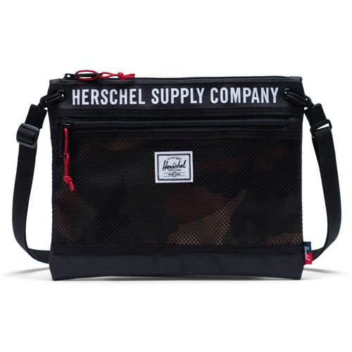 Сумка Herschel Supply Co через плечо с сеткой (чёрная/милитари)