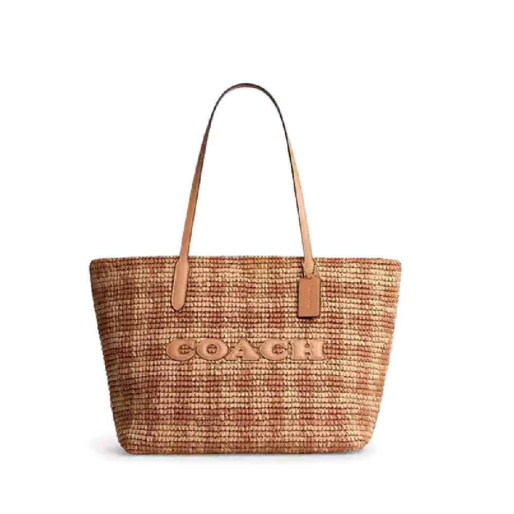 Сумка Coach плетеная тоут (Бежевый)