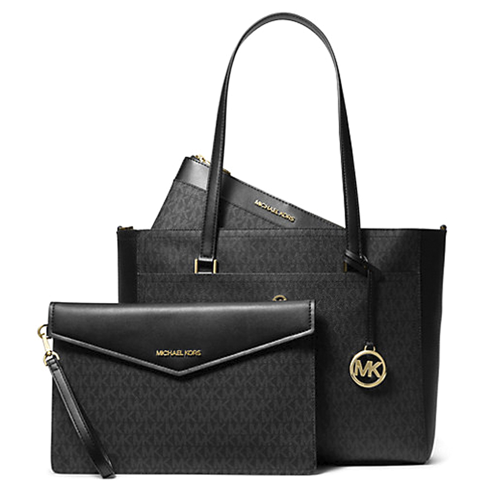 Сумка Michael Kors 3 в 1 в логотипе (Черный)